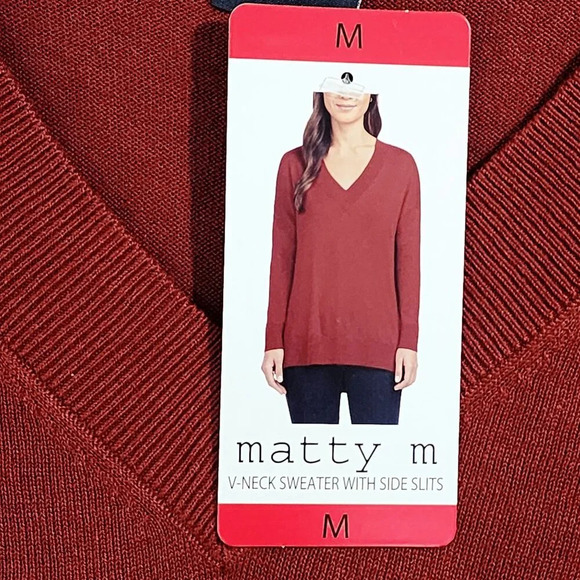 NWT Matty M Womens V-Neck Sweater With Side Slits Medium Rayon/Nylon/Polyest - Picture 5 of 6